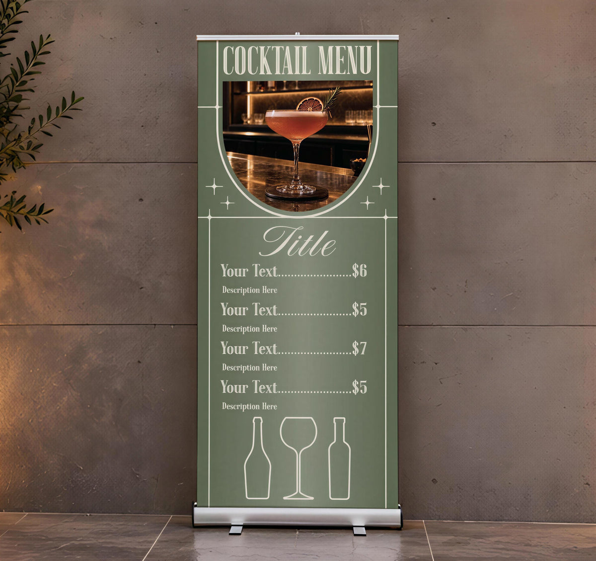 Custom Restaurant Menu Roll Up Banner, Cafe Sidewalk Display Sign