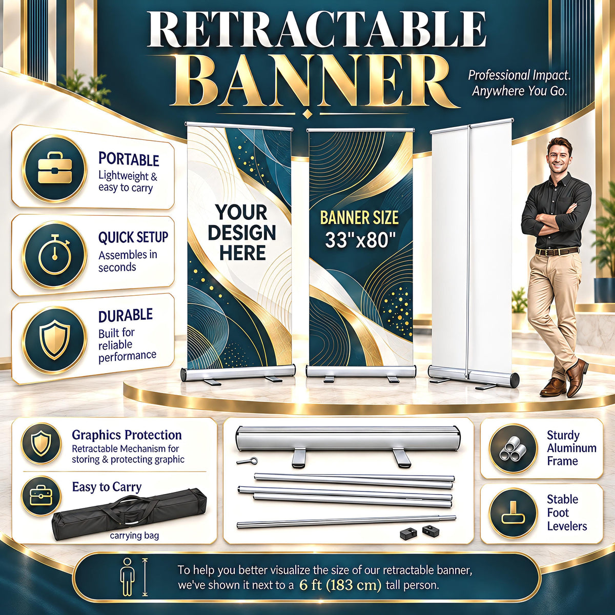 Custom Restaurant Menu Roll Up Banner, Cafe Sidewalk Display Sign
