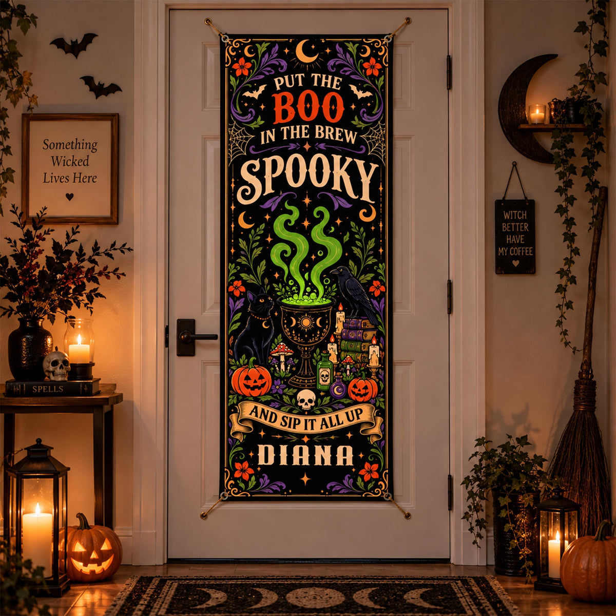 Custom Halloween Door Banner, Spooky Witch Potion Boo Brew Sign