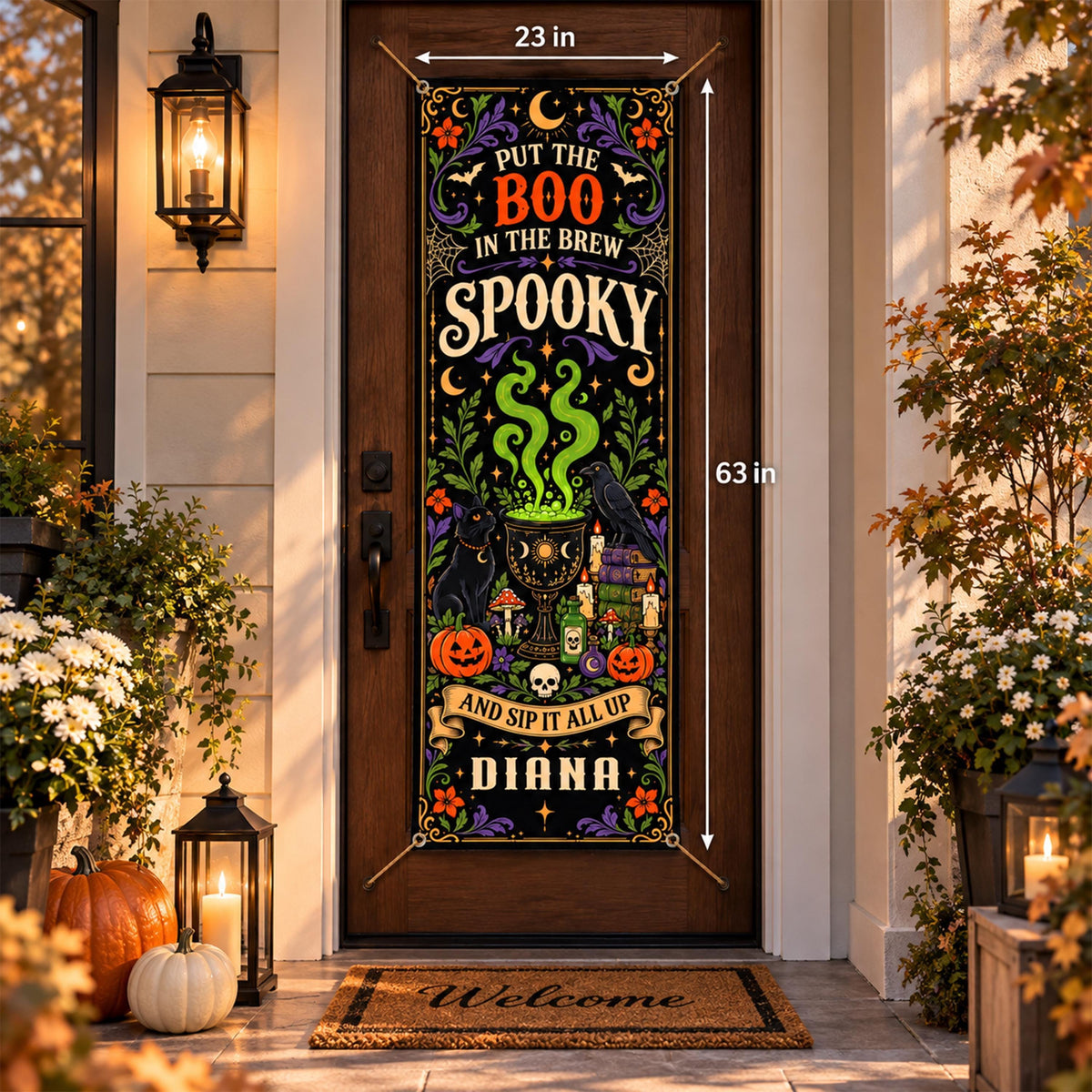 Custom Halloween Door Banner, Spooky Witch Potion Boo Brew Sign